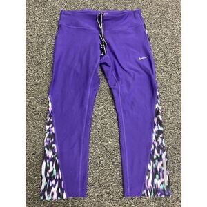 Nike Dri-Fit Women's Abstract Athletic Capri Leggings Purple Medium